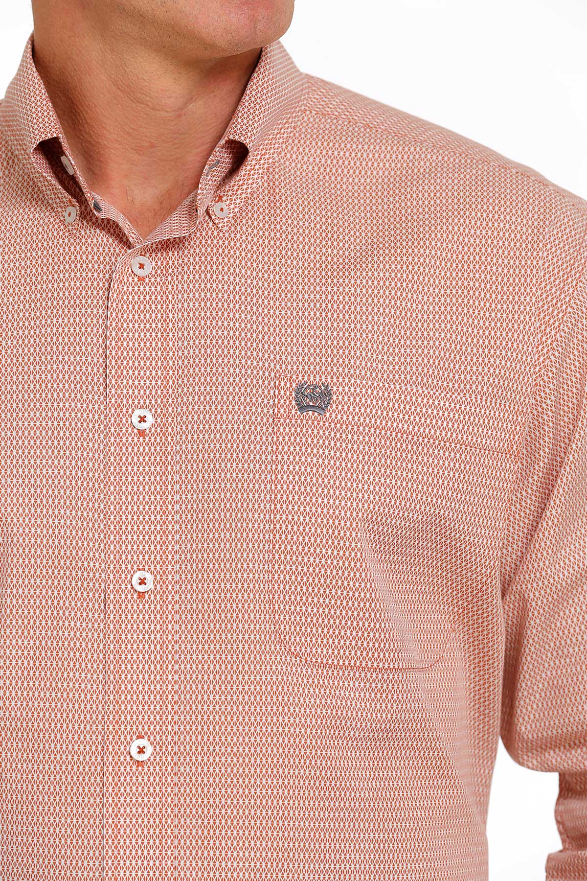 CINCH Men's Orange Button-Down Western Shirt
