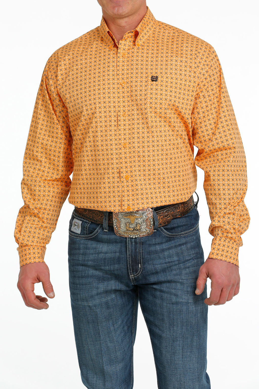 CINCH Men's Orange Button-Down Western Shirt
