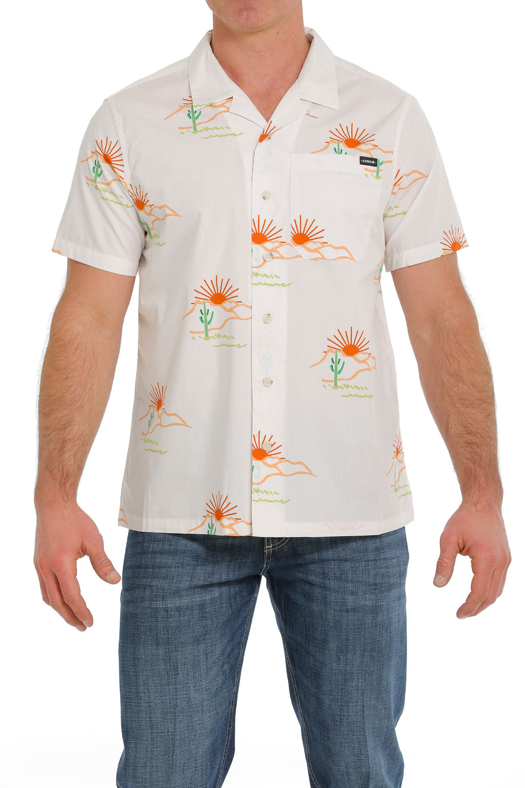 CINCH Men's Cream Short Sleeve Button-Down Western Shirt