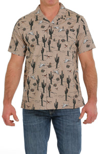 CINCH Men's Khaki Short Sleeve Button-Down Western Shirt