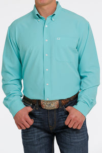 CINCH Men's ARENAFLEX Solid Turquoise Button-Down Western Shirt