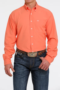 CINCH Men's ARENAFLEX Solid Coral Button-Down Western Shirt