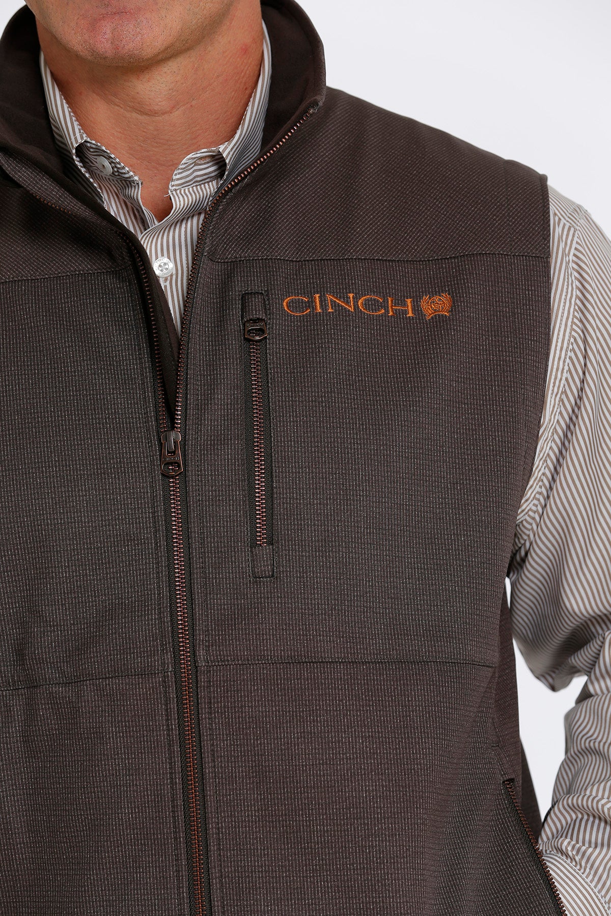CINCH Men's Brown Textured Bonded Vest